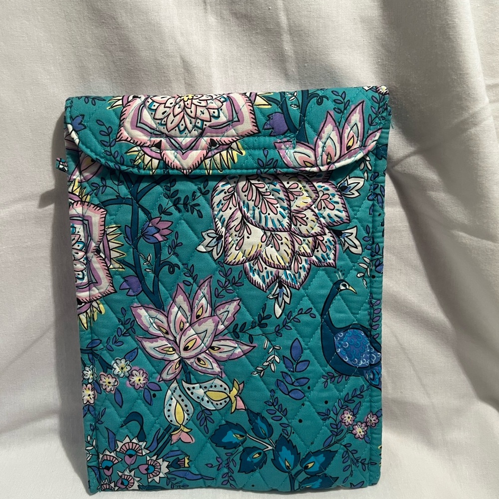Vera Bradley Teal Floral Quilted Tablet Case with Peacock Print